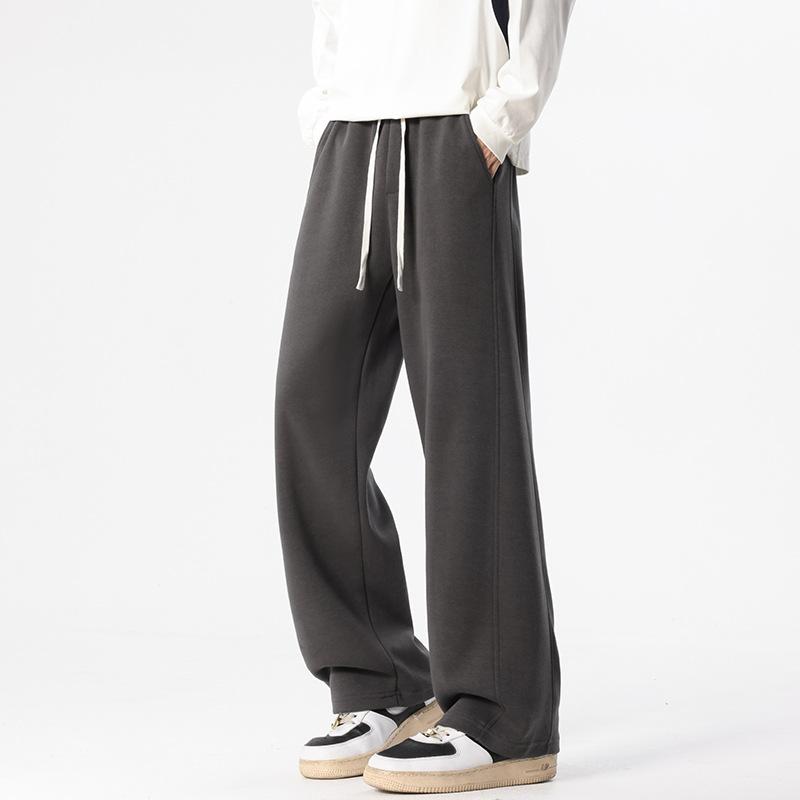 Pants Men's Autumn and Winter Heavy Loose Fleece Straight Casual Trousers Boys Trendy Sweatpants Sports Wide Leg Pants
