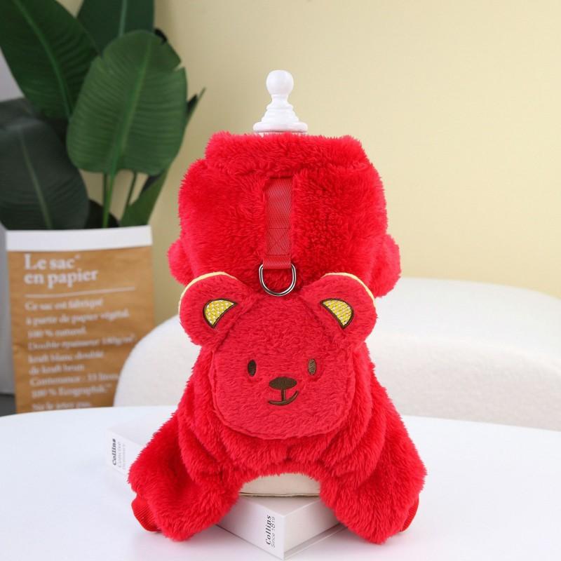 Cute Bear-Print Dog Sweater Winter Warm 4-Legged Pet Coat Small To Large Dogs In
