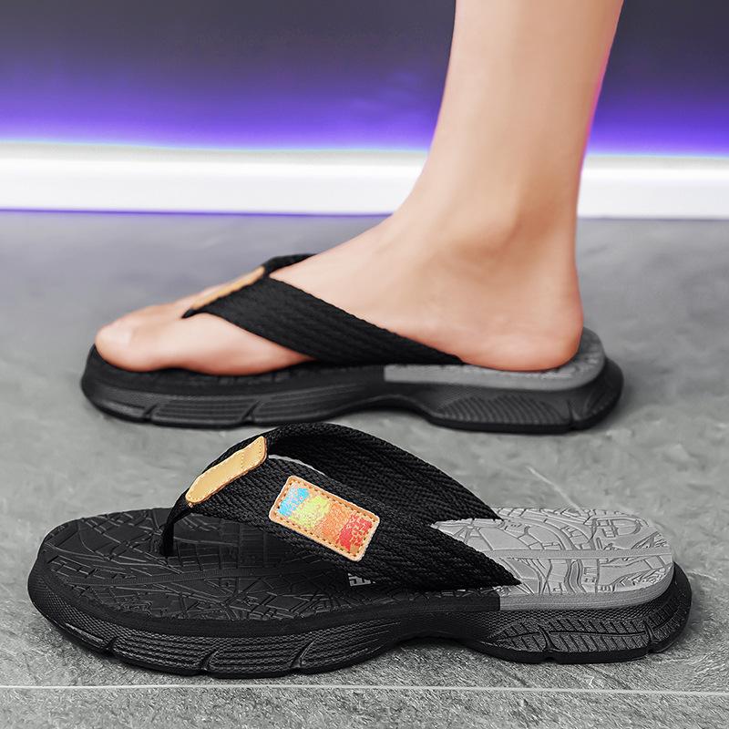 Trendy brand summer non-slip driving flip-flops sandals outdoor casual beach shoes men's soft-soled pinch slippers