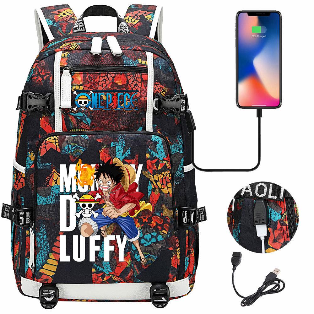 RiMan ONE PIECE Luffy Printed Teen Student School Bag Large Capacity Men's and Women's Leisure Travel Backpack