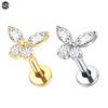 1PC G23 Titanium Ear Labret Piercings Flat Back Earrings Crystal Cluster Helix Tragus Pirsing Cartilage Lobe Piercing Jewelry
