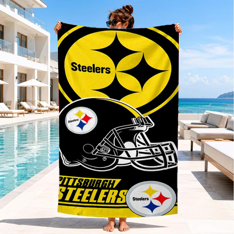Asciugamano da Spiaggia Pittsburgh Steelers, Asciugatura Rapida, Facile da Curare, Adatto Sia per il Fitness che per le Vacanze al Mare, Essenziale Sportivo