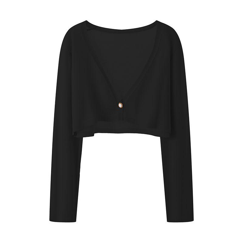 

Ice Silk Sling Dress V-neck Knitted Cardigan Shawl Black L