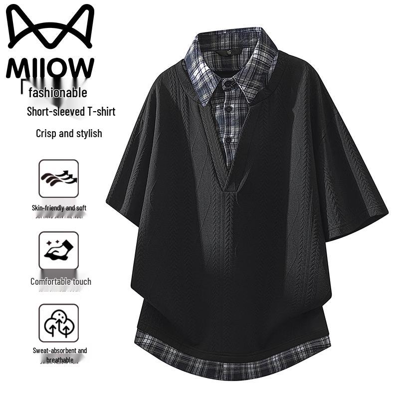 MiiOW Men s Short Sleeve Lapel T-Shirt 2XL чёрный