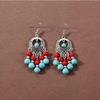 Bohemian fringed turquoise earrings retro ethnic style earrings personality temperament ear jewelry