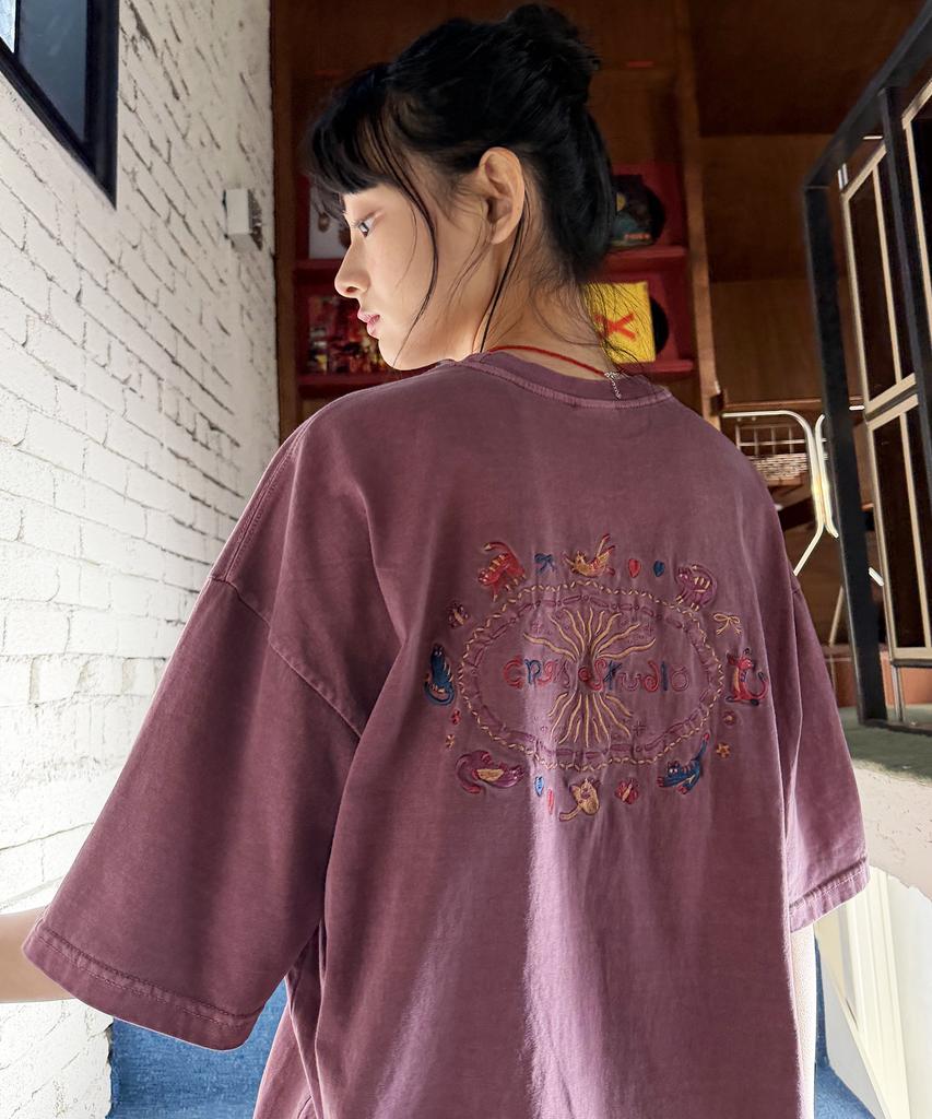 CPGN STUDIO Cat Stitch Pigment Short Sleeve Tee Dusty Pink