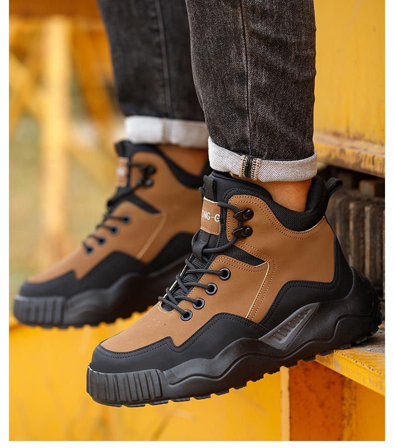 Men's Lightweight Steel Toe Safety Shoes: Anti-Smash, Anti-Puncture, Breathable, Fashionable, and Wear-Resistant Work Footwear.