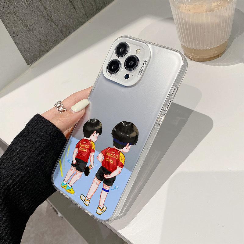 Sun Yingsha and Wang Chuqin for Apple 16promax Phone Case for IPhone 15 Cartoon Cute 13 Sha Head Combination