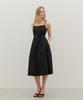 Metapeo Met Seersucker Pleated Bustier Dress Cool Black [Belt Included]