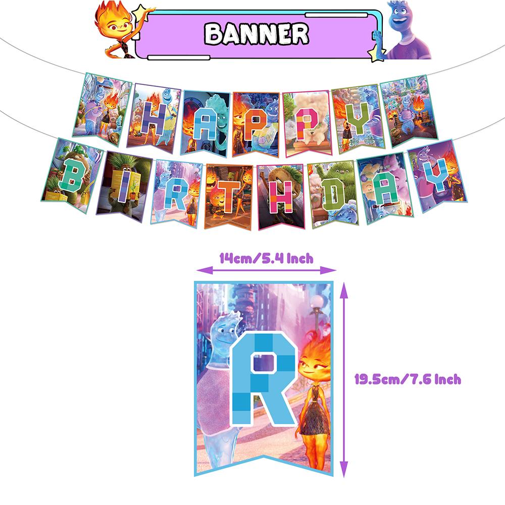 30Pcs Elemental Birthday Party Supplies Include Banner, Cake Toppers, Balloons
