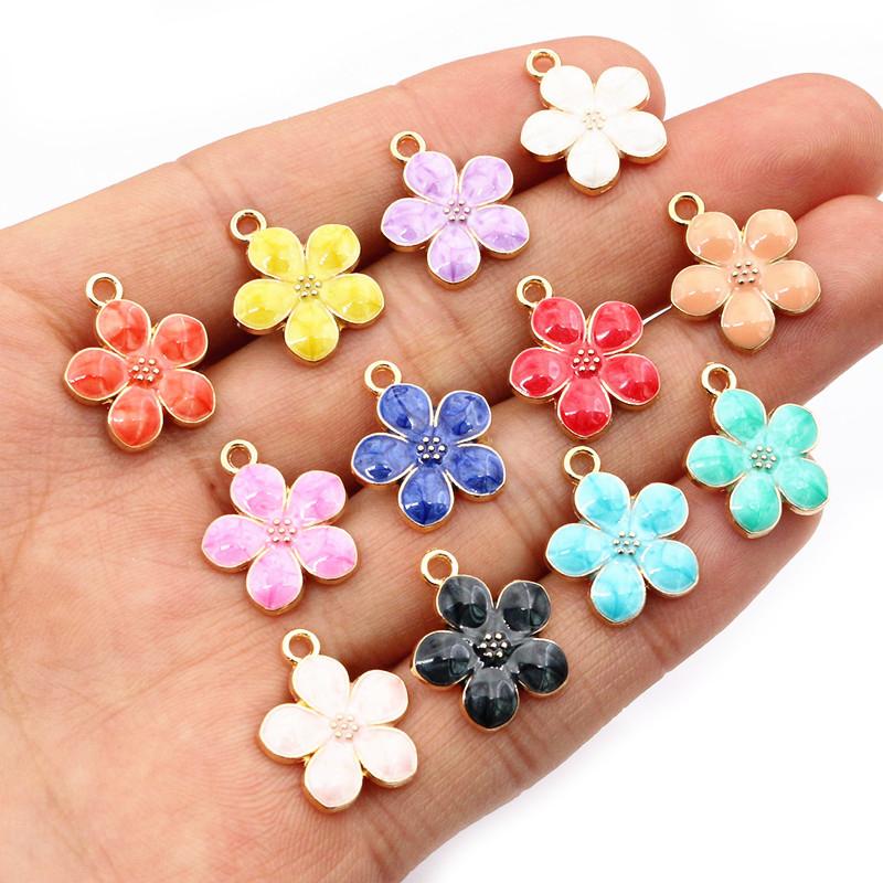 20pcs 17x14mm Flower Charms Pendant Enamel Alloy Small Cute Flower Charms DIY Jewelry Accessories Findings for Necklace Earrings