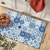 Tapis de Sol de Cuisine Moderne en Carrelage Céramique Bleu Décoration Couloir de Cuisine Balcon Tapis Tapis de Buanderie Salle de Bain Tapis de Porte Antidérapant Décoration