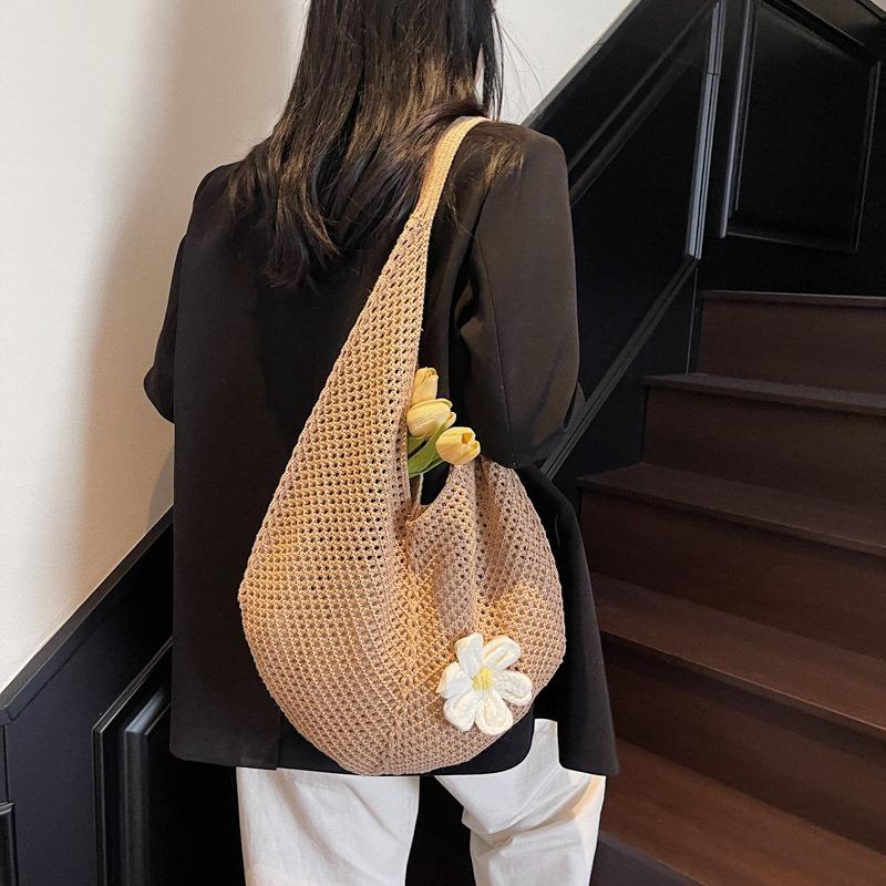 Large Capacity Woven Shoulder Armpit Bag Tote Bag Women's New Texture Seaside Leisure Vacation Beach Bag Fashion