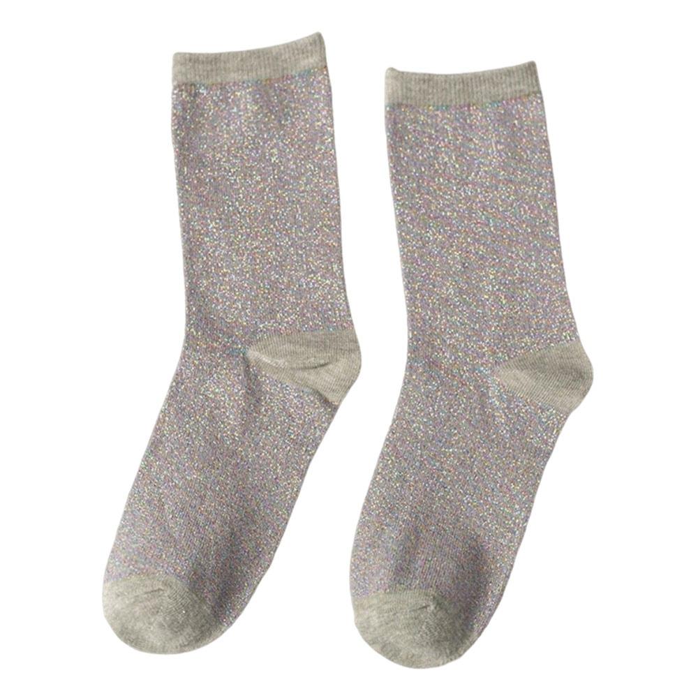 Hochwertige Metallic-Faden Damensocken Bunte Elastische Sportsocken Glänzende Atmungsaktive Crew-Socken Tägliches Tragen