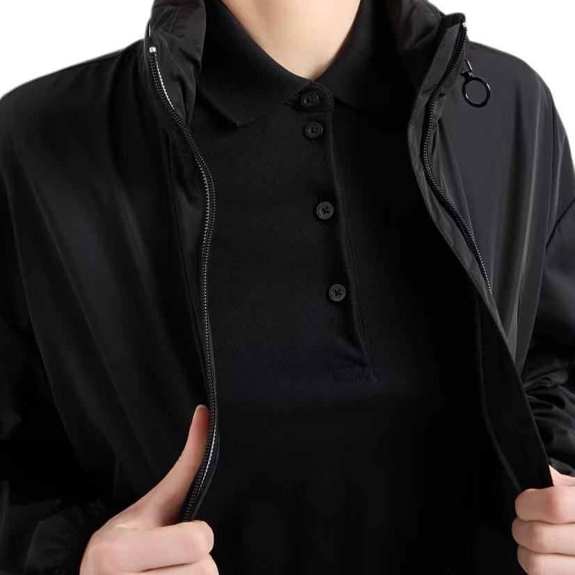 Armani Exchange SS24 Letter Logo Printed Pullover Short Sleeve Polo Shirt Women Polo Shirts Black 8NYF73-YJ17Z-1200