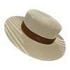 Spring and summer new metal small label decorative flat top straw hat men's and women's top hat sunshade holiday beach hat summer hat