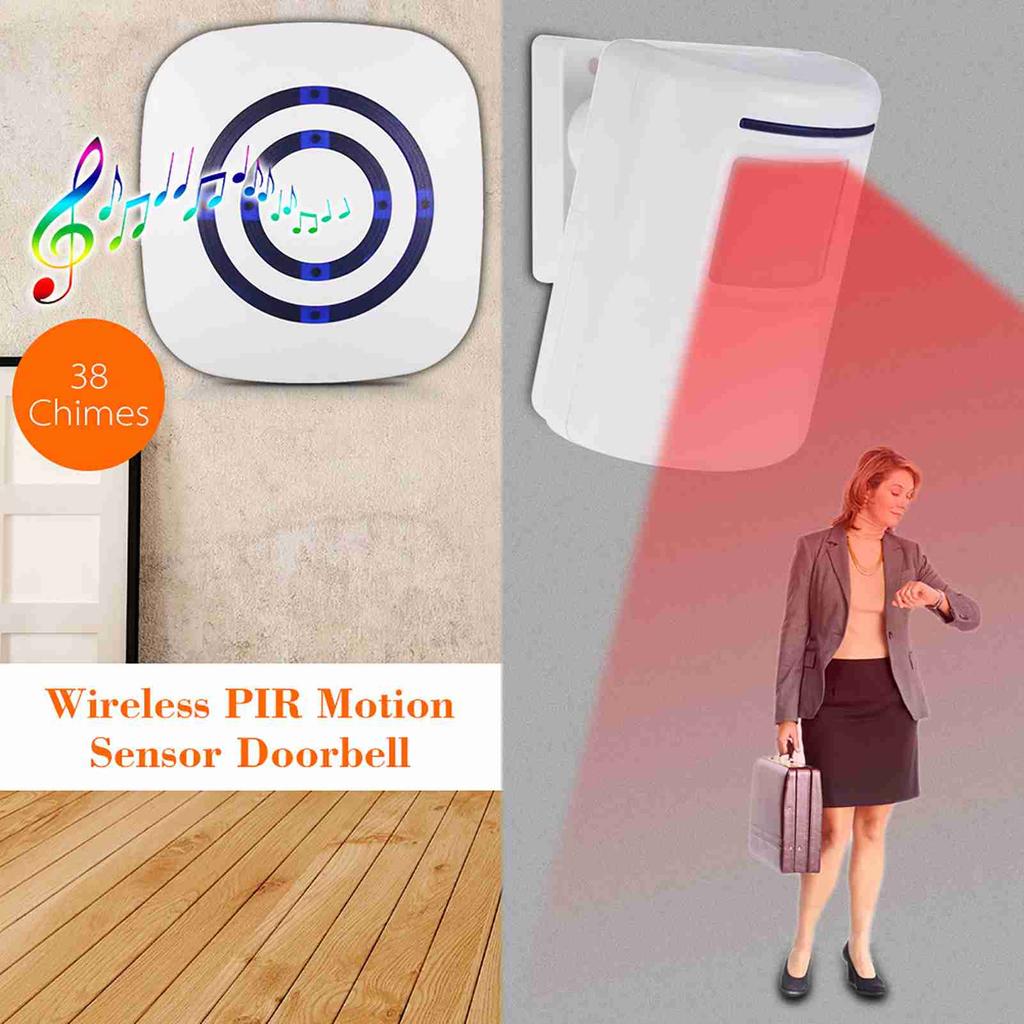 Smart Doorbell 38 Ringtones Household Wireless Infrared Human Motion Sensor Doorbell for Shop Wireless Doorbell Receiver