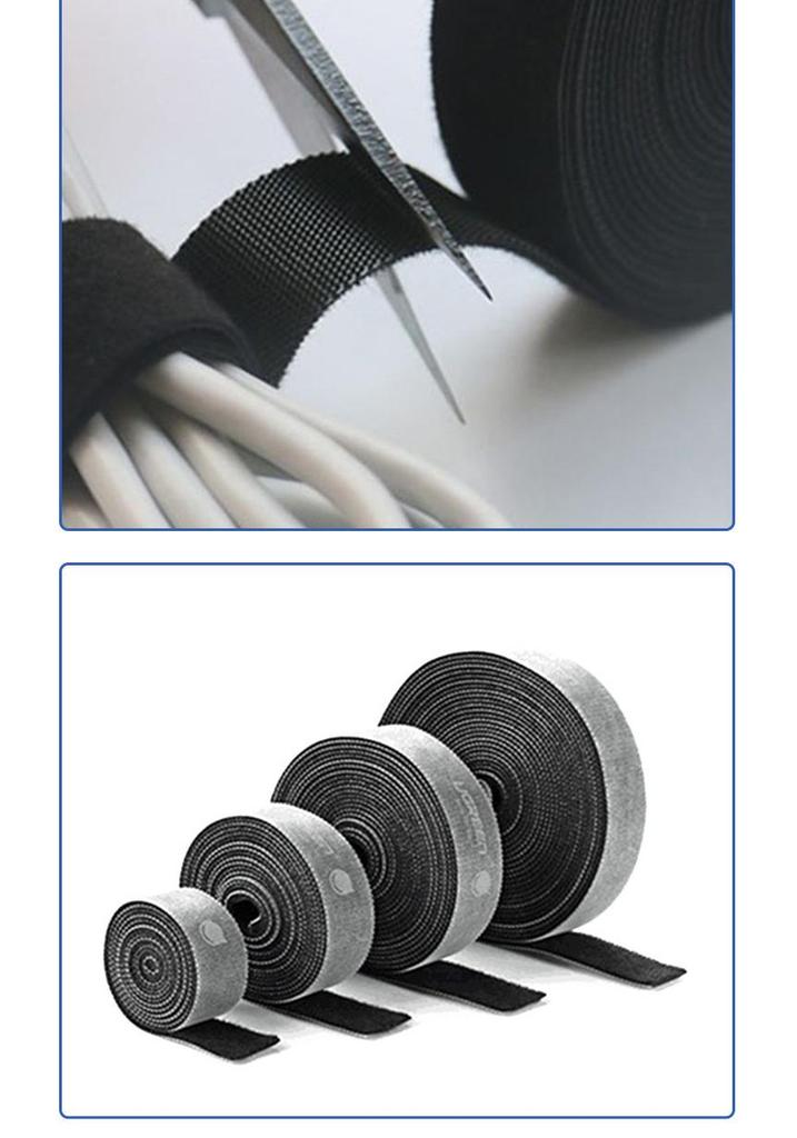 Velcro Back-to-Back Zip Tie with Self-Adhesive Hook for Bundling Cables and Wires