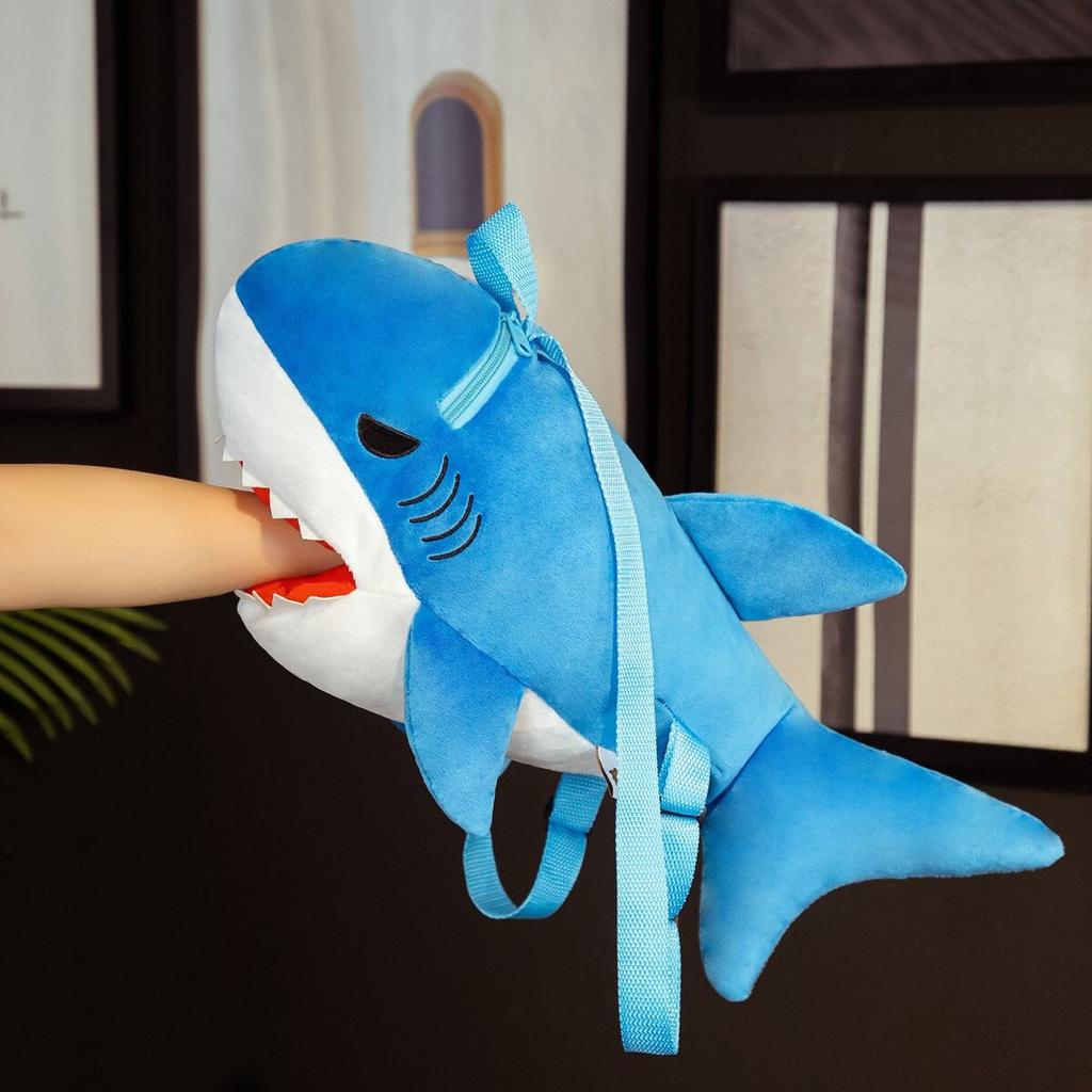 Style Cute Plush Shark Backpack Dolls Stuffed Soft Simulation Shark Pillow for Children Boys Birthday Xmas Gift