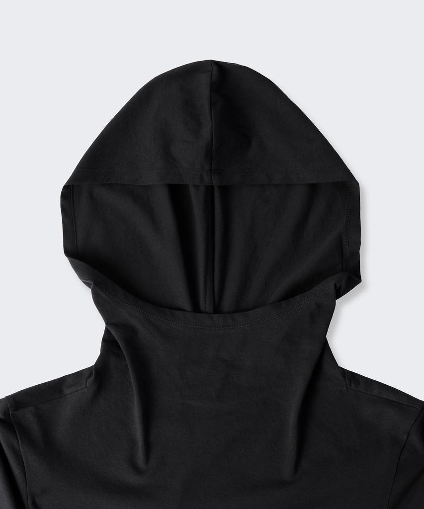 Women'S Drape Hooded Long Sleeve T-Shirt [Black]
