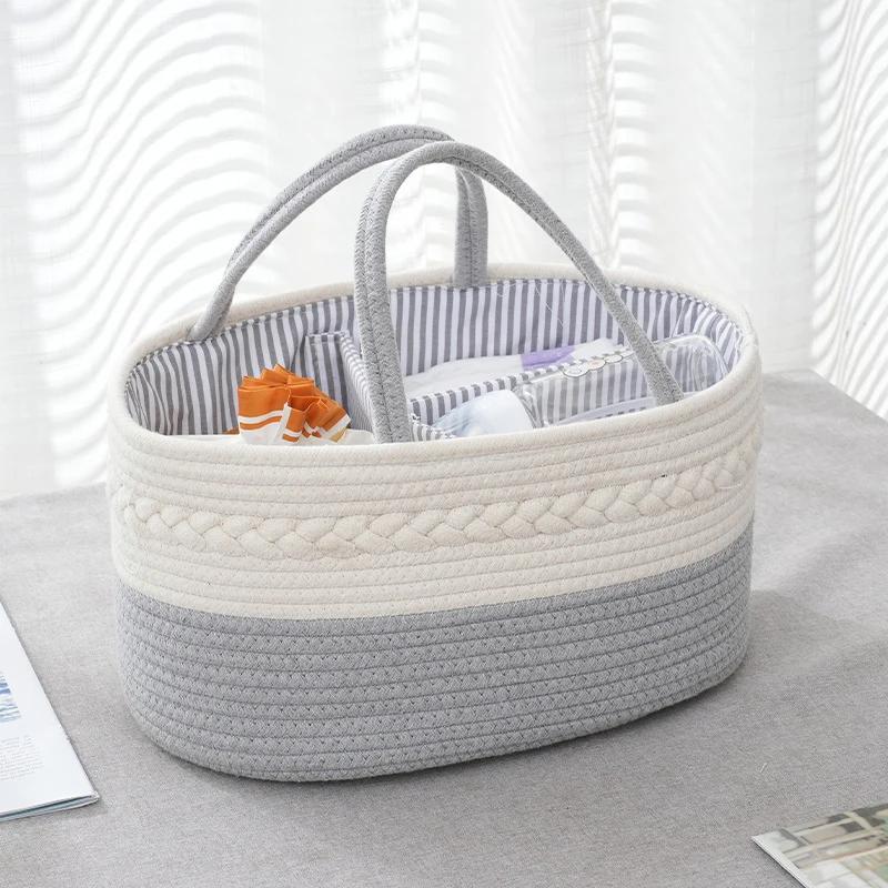 Multifunctional Travel Out Portable Mommy Bag Cotton Rope Diaper Bag Handbag Baby Products Organizer Basket