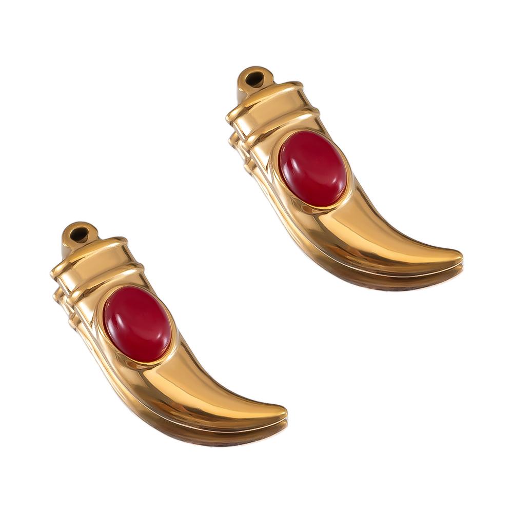2pcs 5pcs Stainless Steel Pepper Charms With Natural Stone Chili Earrings Pendant for Necklaces DIY Jewelry Making Supplies Bulk