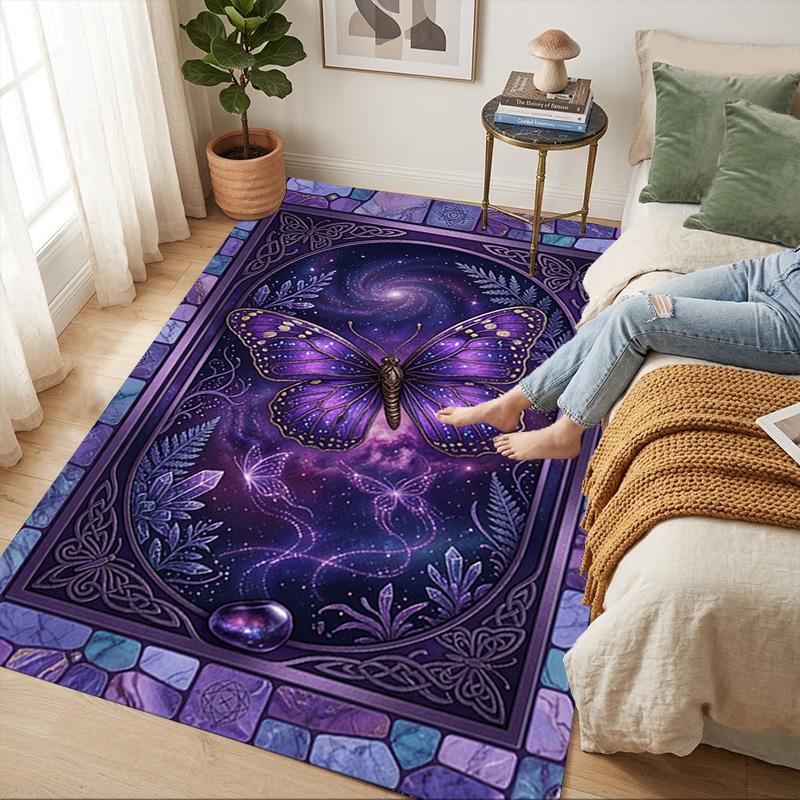 Purple Butterfly Living Room Nonslip Area Rug Soft Carpet For Bedroom Game Playroom Sofa Office Home Decor Doormat Christmas Gift C929539