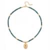 Europe and the United States hot-selling retro black gallstone necklace double-layer stacked wearing ethnic style collarbone chain natural stone handm