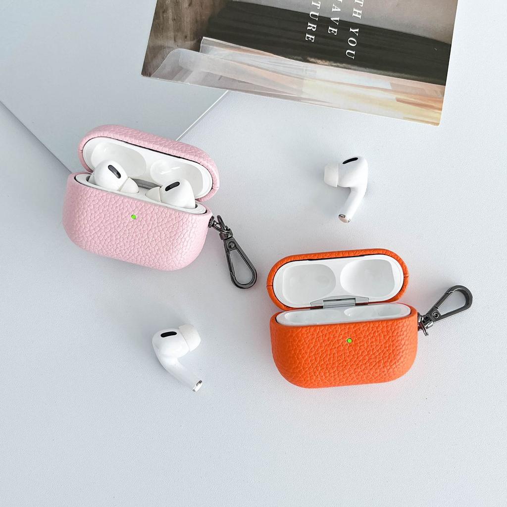 High End Business Bluetooth Earphone Case For Apple AirPods 1 2 3 4 Pro 2 3 Retro Litchi Texture Leather Protect Headphone Cover