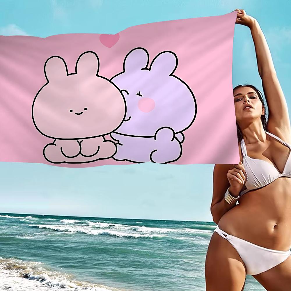 Cartoon A-Asamimichan Süßes Strandtuch Bunte Handtücher Mikrofaser Schnelltrocknend Sandfrei Strand Yoga Spa Fitnessstudio Pool
