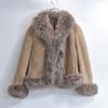 Used 80s-90s Made in Spain Colzy International Real Mouton Fur Shawl Collar Short Jacket Shearling Jacket Blouson Vintage European Vintage Greige