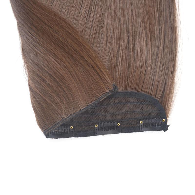 Cabello Liso 5 Clips Extensión de Cabello de Una Pieza Sintético Color Negro Marrón Postizos para Mujer para Uso Diario