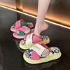 Internet celebrity graffiti slippers women summer wear new niche fashion muffin thick bottom out beach cool slippers