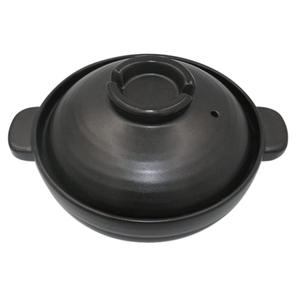 Kamoshika Douguten's Small Earthenware Pot (Hokkori) for 1-2 People, Heat Resistant, Gas, Oven, and Microwave Safe, Made In Japan, Black, OR-60-123