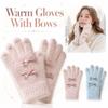 Kawaii Bow Warm Gloves Thickened Cycling Gloves Korean Style Knitted Knitting Wool Gloves