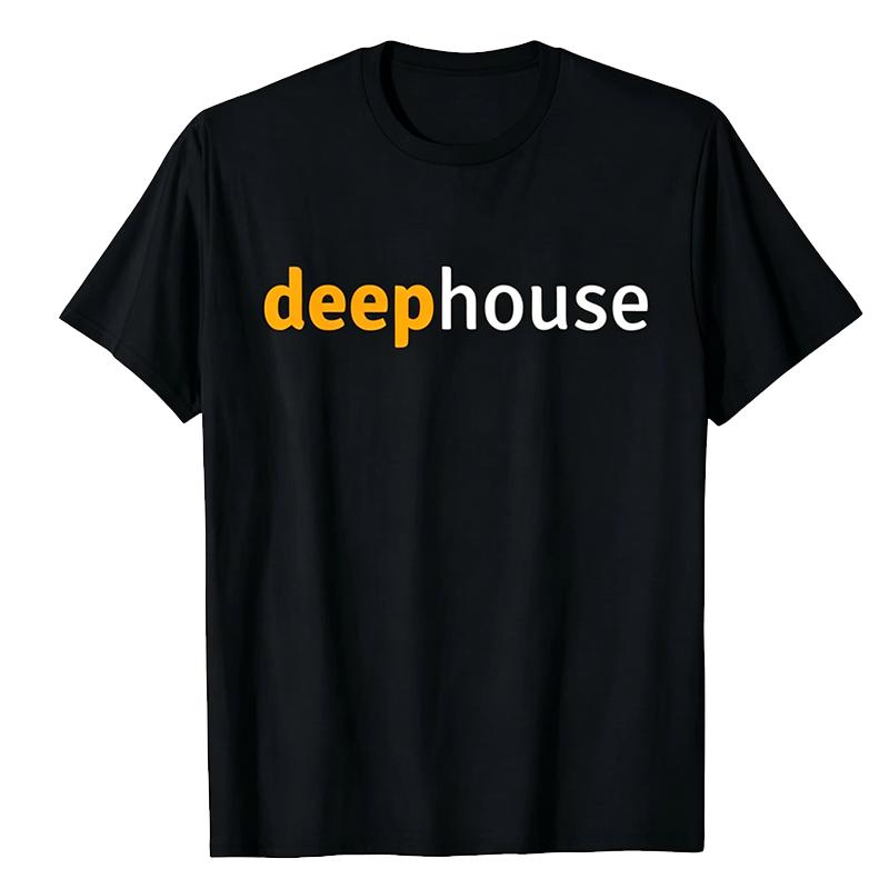 Deep House Music Art - Minimalist Design for DJ, Raver EDM T-Shirt Custom Printed Graphic T Shirts Vintage T Shirt Camisas