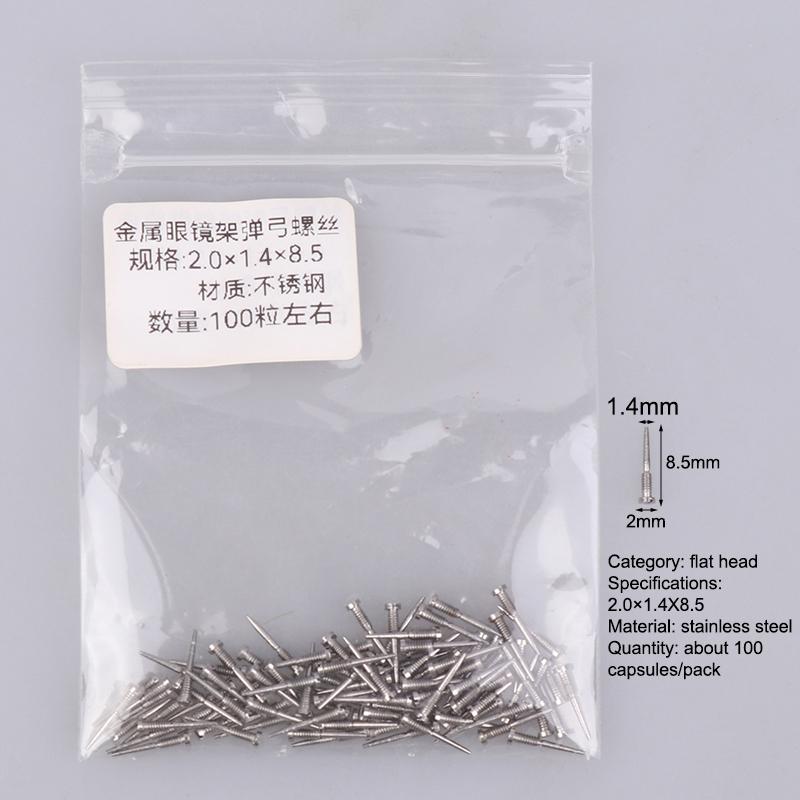 100Pcs Glasses Spring Hinge Screws Optical Eyewear Accessories Pointed End Self Aligning Screw Repair Supplies