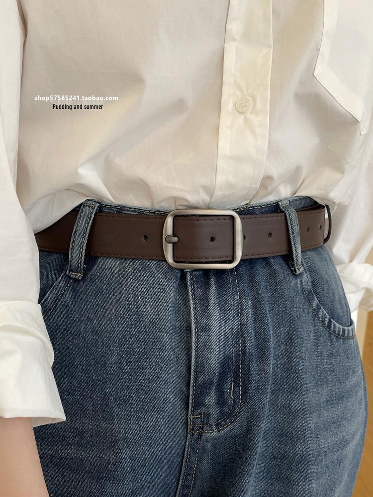 Unisex High-End Korean-Style Matte Leather Belt: Elegant and Versatile for Jeans and Students
