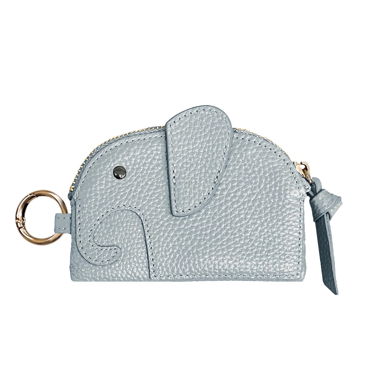 

Gisele Smart Key Genuine Leather Elephant Mini Wallet with Card Slim and for Women Case, Case, Design, Carabiner, (Pearl Blue)