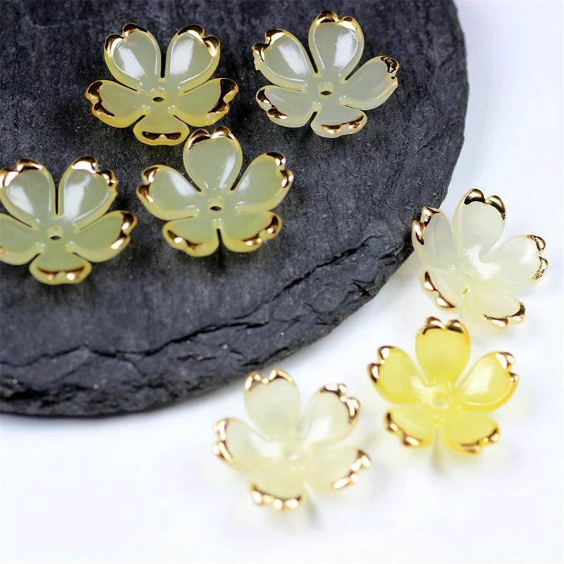 50Pcs/Lot 19MM New Torus Acrylic Flower Beads Petals Charm Connectors Diy Earrings hair Jewelry Making Resin Acessories