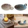 Ceramic Candle Plate Ornament Candlelight Stand Candle Holder for Dining Room