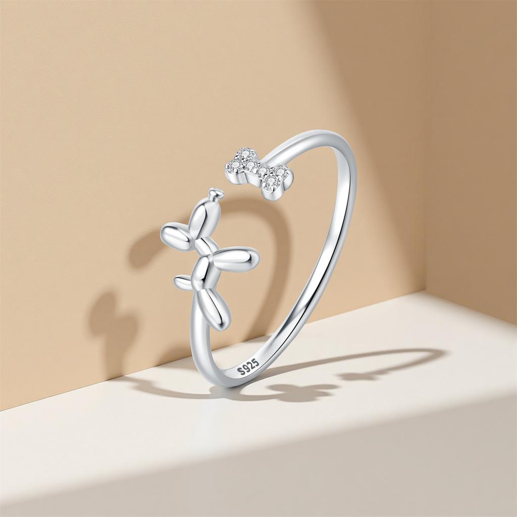 Orstarry   Copper Balloon Dog Opening Ring For Women Original Finger Ring Jewelry Party Fine Trendy Gifts