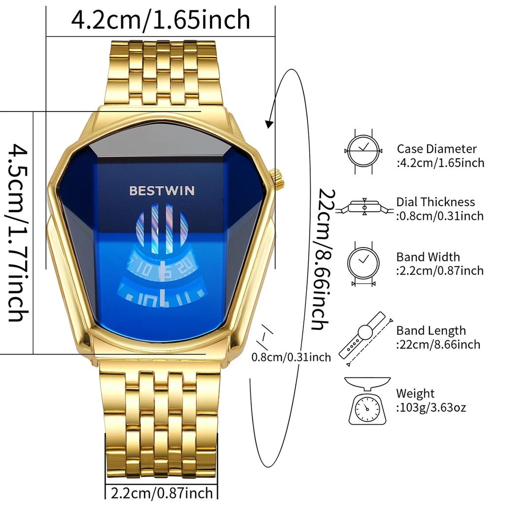 Fashion Irregular Dial Men Business Watches Luxury Stainless Steel Quartz Wristwatch Relogio Masculino (Without Box)