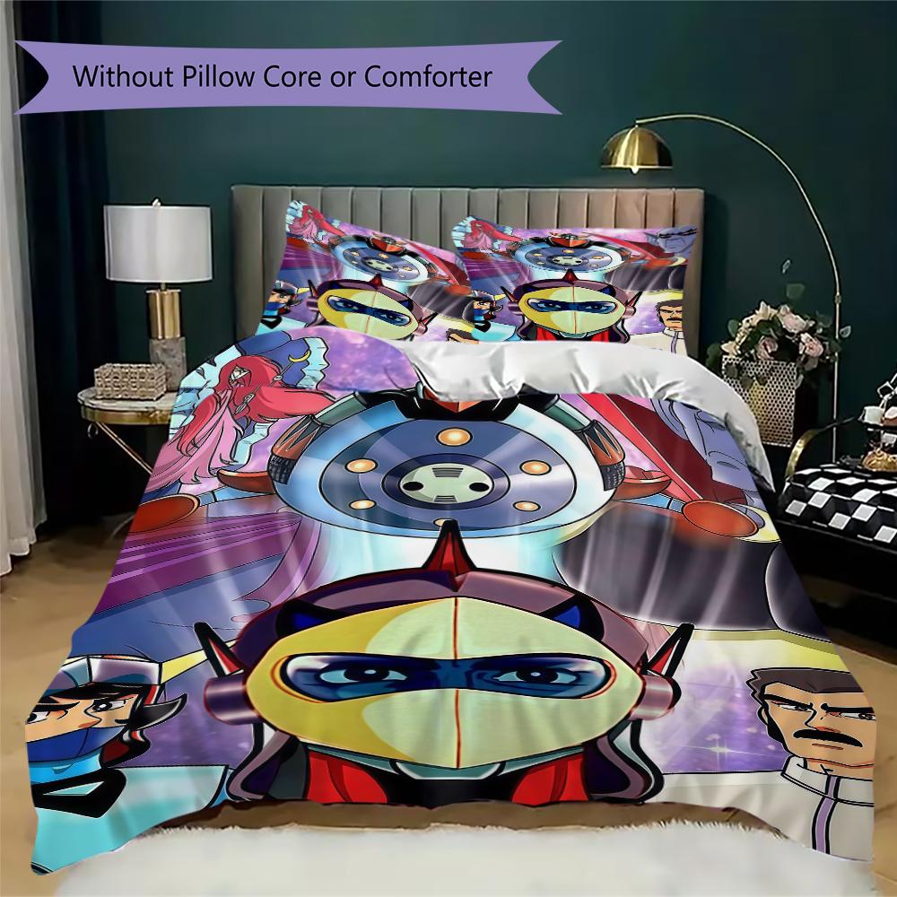 Grendizer Goldorak Pattern Bedding,Quilt Set Quilt Cover Pillowcase Home Birthday Gift(1 * duvet cover + 2 * pillowcase, without core)_lx