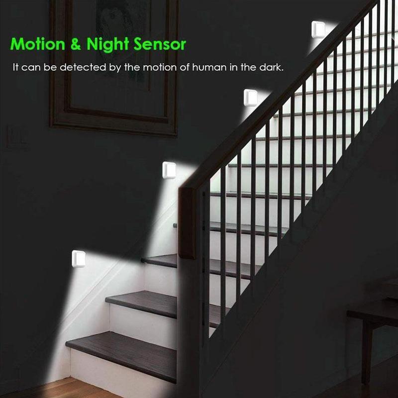 Motion Sensor Night Light 6leds Wall Closet Cabinet Stair Indoor Lighting Wireless Lamp White Light/Warm Light