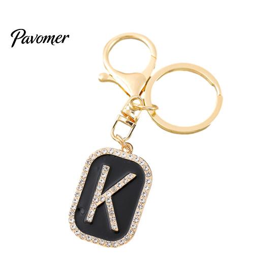 26 Alphabet Charm A-Z Rhinestone Letter Keychain, Zinc Alloy Capital Keyring, Plated for Handbags and Backpacks Decorative Key Accessory