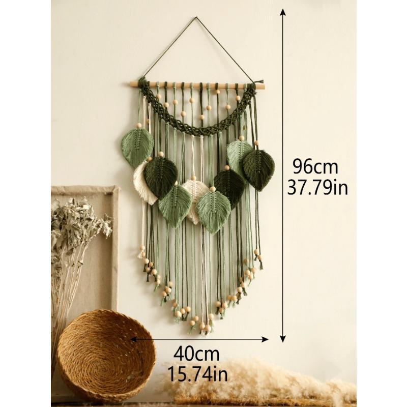 Leaf Macrame Tapestry Brown Green Wall Tapestry Boho Home Decoration Macrame Wall Hanging Home Living Room Decors Aesthetic Gift
