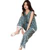 Summer Thin Sleeveless Pajamas Women's Cotton and Silk Floral Lace Wide-leg Pants Loose and Cool Loungewear Can Be Worn Outside Set