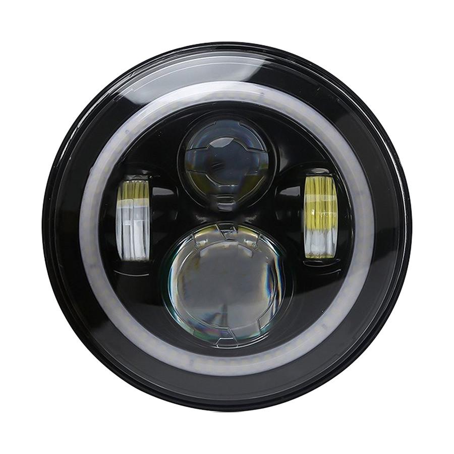 Pair 7 Inch Led Headlight H4 H13 Round Shape 7'' Headlights With Yellow & White Angel Eye For Jeep Wrangler Lada 4X4 50W/30W