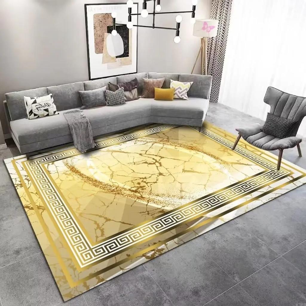 Gold Striped Patchwork Carpet Large Floor Mat for Living Room Washable Anti-slip Kitchen Door Mats Home Bedroom Area Decor Rug